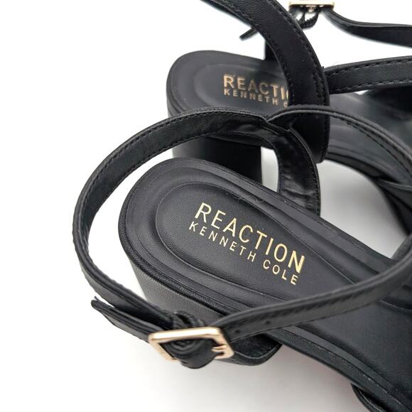Reaction Kenneth Cole Reeva Platform Sandals Women's Black Size US8 EU39 - Picture 11 of 14